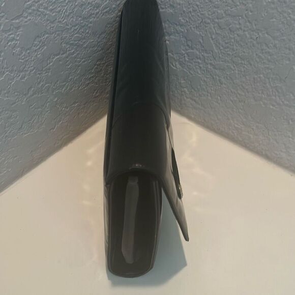 Bally Patent Leather Envelope Clutch Black Gold Accent Event Evening Cocktail - Picture 7 of 14